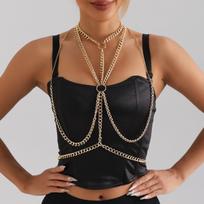 Hip-hop hip-hop sex chest chain, Spice Girl collarbone chain personalized wear corset body chain auksas