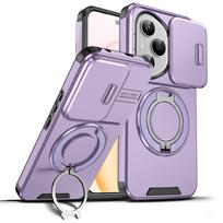 Smūgiams atsparus magnetinis dėklas Honor 400 Pro 5G su slankiojančiu fotoaparato objektyvo žiedu ir stovu, apsauginis dangtelis Honor 400 Lite X9C Magic7 Lite dėklui Case & Holder&HONOR Magic7 Lite violetinė