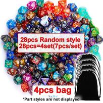 28pcs Polyhedral DND Dice Set - Black Drawstring Pouch with Color-Coded Faces, RPG/D&D Tabletop Game Accessories  ZSY red