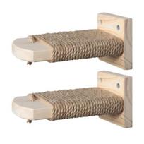 Cat Climbing Steps for Crate Cage Sisal Hemp Covered Pet Scratching Step Cat Perch Furniture Cage Shelf Ladder with Install Screws for Kittens Adult S 2pcs beige