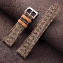 Genuine Leather Nylon Watch Strap 18mm 20mm 22mm Universal Watchbands Men Women Vintage Weave Quick Release Wristband Bracelet 20mm&Silver Buckle chaki