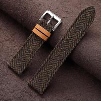 Genuine Leather Nylon Watch Strap 18mm 20mm 22mm Universal Watchbands Men Women Vintage Weave Quick Release Wristband Bracelet 18mm&Silver Buckle black
