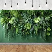 Atogrąžų augalų sienos tematikos vakarėlio dekoracija Fonas Žalias sodas Augalų vėliava namų vakarėliams Vestuvės Gimtadienio dekoracija 120X90CM black