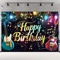 Gimtadienio fonas ir gitaros roko tematikos šventės vėliavėlės universalūs šventiniai papuošimai 150X210CM