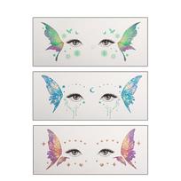 3Pcs Butterfly Face Tattoo Stickers Glitter Fairy Eye Makeup Temporary Face Jewels Decals 3pcs(ZXYT-0007/0009/0013) white