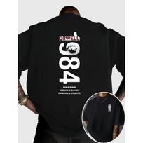 European sizes Vintage Orwell 1984 Slogan Print Short Sleeve T-Shirt 3XL juoda