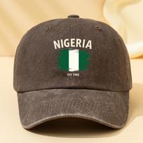 A Unisex Stylish and Versatile NIGERIA EST  Letterprint Baseball Cap This Classic Vintagewashed Outdoor Lightweight Cur 1pc black