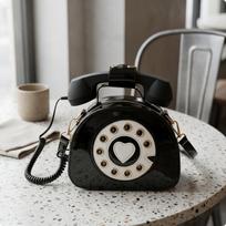 Telefono rankinė Gatvės stiliaus vintažinė telefono rankinė Akį traukianti piniginė moterims Rožinė raudona juoda
