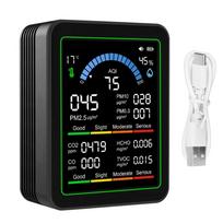 10 in 1 Air Quality Tester CO2 TVOC HCHO PM2.5 PM10 PM10 PM0.3 Portable Air Detector Black ABS