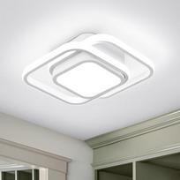 LED lubinis šviestuvas 4500K Modernus juodas kvadratinis montuojamas prie lubų, skirtas vonios kambariui, miegamajam, virtuvei, balkonui, laiptinei, koridoriui apšviesti Double Ring Square balta