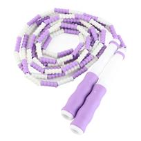 Segmented Jumping Rope Adjustable Untangled Beaded Flexible PP Plastic Jumping Rope for Kids Purple white
