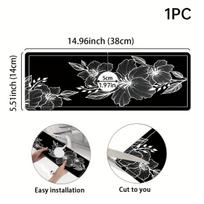 1Pcs Floral Pattern Sink Faucet Absorbent Mat, Drainage Pad, Kitchen Bathroom Sink, Countertop Drain Pad 10*38cm black