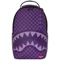 Sprayground Shark Large Logo Checkerboard American High Street PVC Backpack Unisex Backpack Purple W1135715 Box