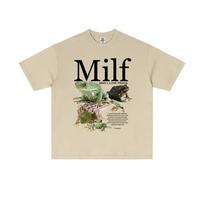 MILF Unisex Aš Myliu Varles Juokinga Varlė Varliagyvių Mėgėjai Mėmė Marškinėliai Unisex Unisex Laisvalaikio Medvilniniai Senoviniai Trumpomis Rankovėmis Per dideli Marškinėliai XL beige