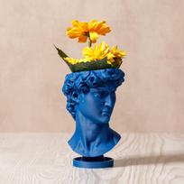 Ins Nordic David Vase 3D Printed Human Face Planter Hydroponic Flower Pot Makeup Brush Storage Bucket Vintage Home Table Decor mėlyna