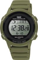 Citizen Q&Q Digital Radio-Controlled Solar Watch D01A-003VK Men's Green Stainless Steel 44mm 10 ATM žalia