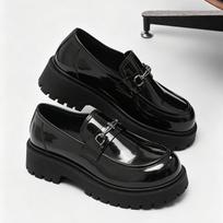 Britų stiliaus metalinės sagtys Loafers Vyriški storapadžiai vestuviniai batai Nauji oficialūs verslo patogūs batai Užsegami odiniai laisvalaikio batai 39 black