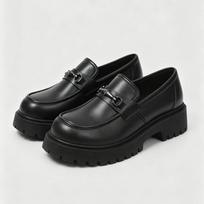 Britų stiliaus metalinės sagtys Loafers Vyriški storapadžiai vestuviniai batai Nauji oficialūs verslo patogūs batai Užsegami odiniai laisvalaikio batai 46 black