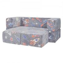 Vaikiška sofa-lova, 4 dalių sekcija vaikams su nuimamu užvalkalu, 100x100x20 cm, tamsiai pilka, putos