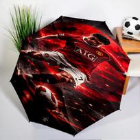 Man United Soccer Action Automatic Folding Umbrella - 8-Rib Travel Umbrella with Auto Open/Close & Portable, Gift for Christmas, Birthdays