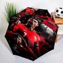 Man United Soccer Action Automatic Folding Umbrella - 8-Rib Travel Umbrella with Auto Open/Close & Portable, Gift for Christmas, Birthdays