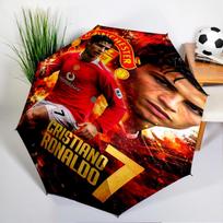 Man United Soccer Action Automatic Folding Umbrella - 8-Rib Travel Umbrella with Auto Open/Close & Portable, Gift for Christmas, Birthdays
