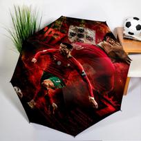 Man United Soccer Action Automatic Folding Umbrella - 8-Rib Travel Umbrella with Auto Open/Close & Portable, Gift for Christmas, Birthdays