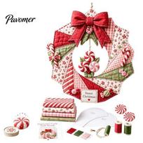 Dekoratyvinio audinio vainiko rinkinys Kalėdinis „pasidaryk pats“ rinkinys, Patchwork pradedantiesiems draugiškas rankų darbo šventinis amatas, personalizuotas durų dekoras, dekoracijų rinkinys