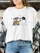 Disney Wall-E & Eve Moonscape Pinwheel T-Shirt Disney Couple T-Shirt Disneyland Trip Vacation Holiday Family Unisex T-Shirt Kid shirt Gift 110 white