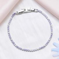 2mm Thin Tennis Bracelet With Full Crystal Pave Copper Base 18K Gold Plated Minimalist Unisex Stackable Jewelry Purple WhiteSilver white