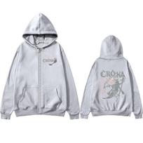 Japanese Anime Soul Eater Crona Zipper Hoodies Men Women Clothing Zip Up Hooded Sweatshirts Long Sleeves Pullovers Jacket Caots XL white