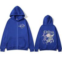 Japanese Anime Soul Eater Crona Zipper Hoodies Men Women Clothing Zip Up Hooded Sweatshirts Long Sleeves Pullovers Jacket Caots S blue