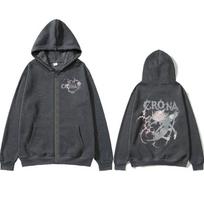 Japanese Anime Soul Eater Crona Zipper Hoodies Men Women Clothing Zip Up Hooded Sweatshirts Long Sleeves Pullovers Jacket Caots XL black