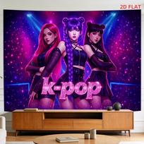 Kpop merginos gobelenas sienų dekoras Pop žvaigždės stabas gerbėjų meno plakatas audinio kabantis užuolaida moderniam miegamojo svetainės dovanai 150x230cm 150X200CM