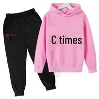 CR7 Vaikiškas Pavasario/Rudens Sportinis Rinkinys, Su Futbolo Spaudiniu Hoody ir Kelnės, 2025 Metų Leidimas, Festivalis. Size 160 pink