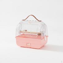 Portable Bird Travel Cage for Parrots, Cockatiels, Budgies, Finches, and Small Birds Large Space Cloud Handle Cage (Cherry Blossom Pink)