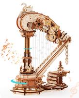 ROBOTIME Wooden 3D Mechanical Music Box with Automatic No Batteries DIY Craft Model Movable Musical Time Educational Gift for and Boys Puzzle, beige