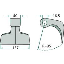 Hammer flail knife 40x137x16.5 r=95