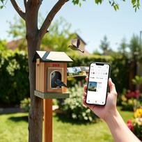 Saulės energija maitinamas WiFi paukščių lesyklos fotoaparatas su naktiniu matymu ir ilgu budėjimo laiku Bird Watching 1080P Camera beige