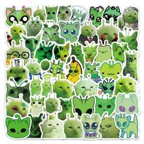 100Pcs/Set Alien Cat Stickers Cartoon Laptop Luggage Scrapbook Diary Graffiti Sticker Toy žalia