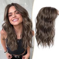 16 Inch Curly Hairpiece 360° Coverage Women Wiglets Topper Long Wave Hair Topper  Thinning Hair 5 black