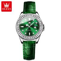 OLEVS naujas geriausias vyriškas laikrodis moteriškas Green Water Ghost Quartz Watch vandeniui atsparus poros laikrodis brown