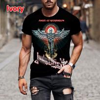 Mada Hip Hop Rokas Judas Priest Grupės 3D Spausdinti Marškinėliai Vyrams Kasdieniai O-kaklu Trumpomis Rankovėmis Viršūnės Gatvės Tendencija Dideli Marškinėliai - Marškinėliai L black