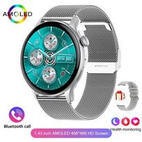 2024 m. NFC išmanusis laikrodis, moteriškas 390*390 ekrano GPS judėjimo sekimo sportiniai laikrodžiai moteriškas magnetinis įkrovimas Bluetooth skambučių EKG išmanusis laikrodis Mesh Belt sidabras