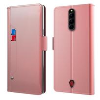 For ZTE nubia Z60 Ultra Leather Flip Kickstand Case For ZTE nubia Focus Music Neo Mirror Card Slot Wallet Phone Cover For Nubia Z50S Z40 Pro Z50 Ultra Nubia Z30 Pro rožinio aukso spalvos
