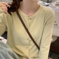 Autumn Fashion Solid O-neck Knitted Cardigan For Women Winter Long Sleeve Casual Cardigans Sweater Coats Ladies Slim Fit Vintage Kniwears Jacket 31063 One Size šviesiai žalios spalvos