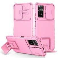 Dėklas Xiaomi Redmi Note 11 Pro 5G su slankiojančia kameros apsauga, dėklai telefonui Redmy Note 11S 11Pro Note11 4G, su stoveliu, galinis dangtelis For Redmi Note 11S rožinė