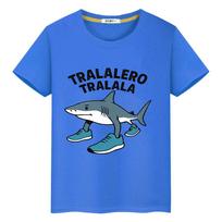 tralalero tralala Print 100%Cotton t shirt for kids boy 10years Kawaii Tees y2k anime Tops Cute Short pride tshirt girls clothes 100 mėlyna