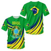 Karštai parduodamas Pasaulio taurės BRASIL Brazilijos vėliavos 3D spausdinto rašto marškinėlis vyriškam sportui ir laisvalaikiui L yellow