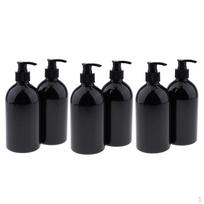Bulk 6 Refillable Liquid Soap and Lotion Dispenser Bottles with Pump oz black